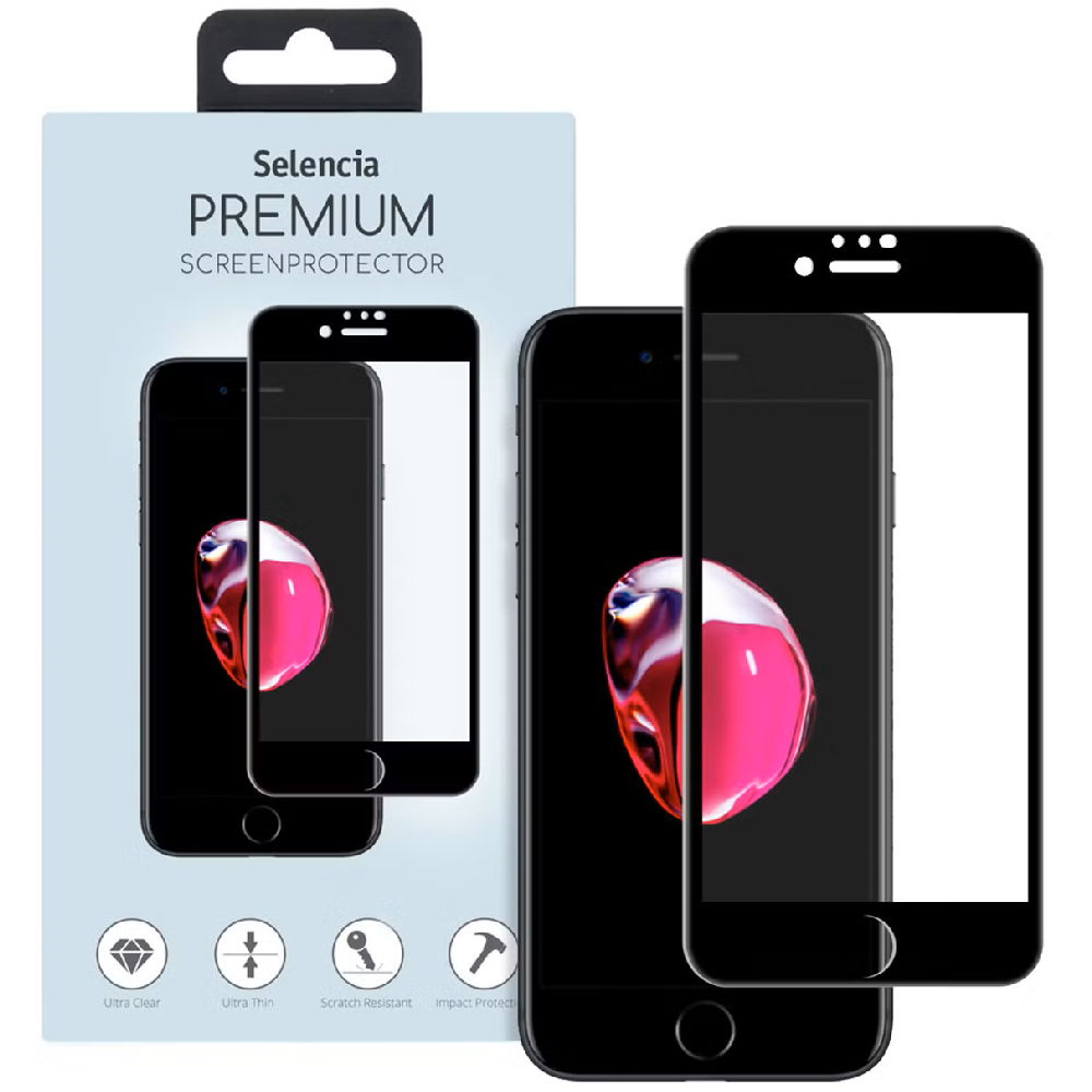 Selencia Premium Screenprotector voor iPhone SE (2020/2022) - Zwart