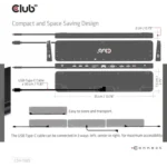 Club 3D USB-C Triple Display Docking Station – 100W Power Delivery – CSV-1565