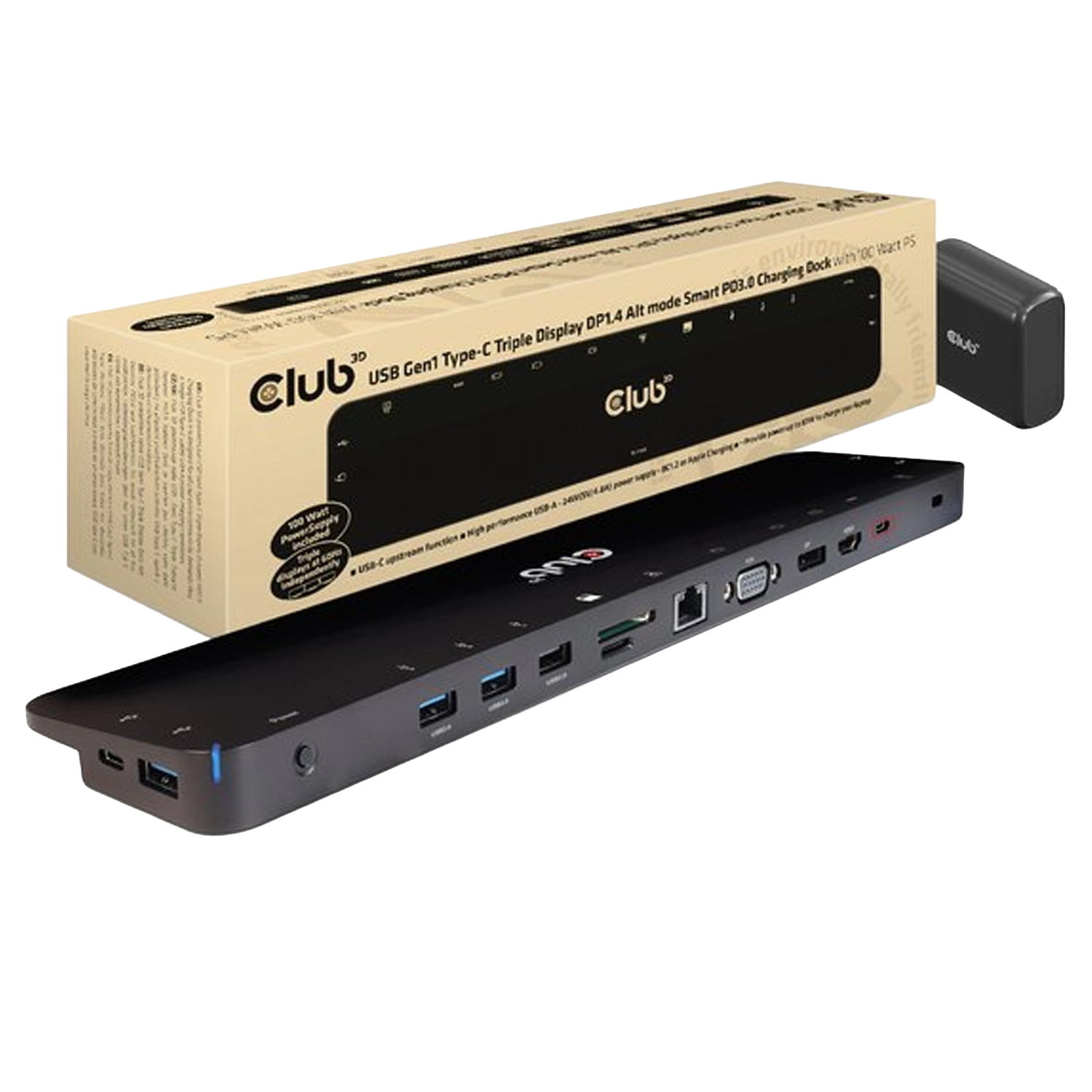 Club 3D USB-C Triple Display Docking Station – 100W Power Delivery – CSV-1565